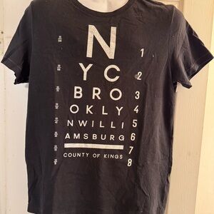Aeropostale Black Short Sleeve Tee with Eye Chart Design
